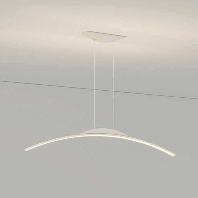 ثريات LED منحنية من الحديد والألومنيوم والسيليكا بتصميم عصري بسيط لغرفة الطعام