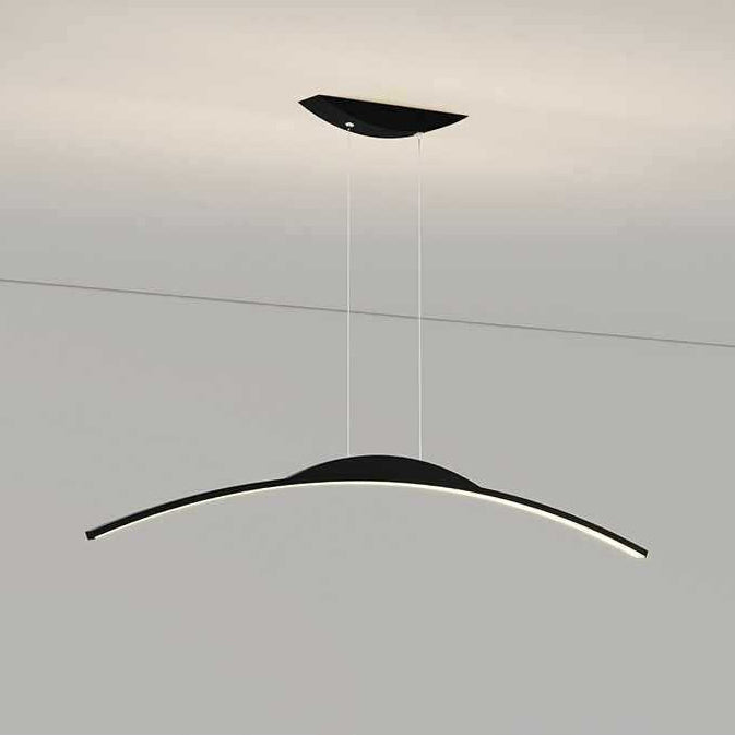 ثريات LED منحنية من الحديد والألومنيوم والسيليكا بتصميم عصري بسيط لغرفة الطعام