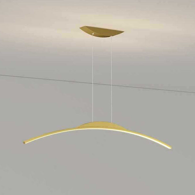 ثريات LED منحنية من الحديد والألومنيوم والسيليكا بتصميم عصري بسيط لغرفة الطعام