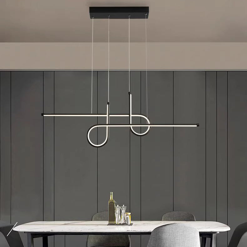 Contemporary Creative Aluminum Silica Line Geometrical LED Chandeliers Island Light For Dining Room