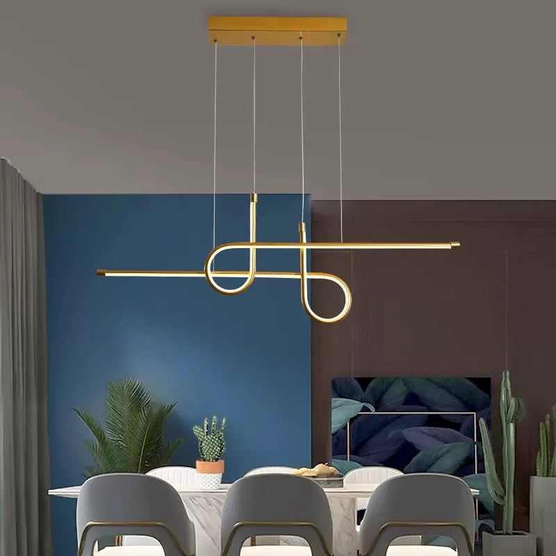 Contemporary Creative Aluminum Silica Line Geometrical LED Chandeliers Island Light For Dining Room