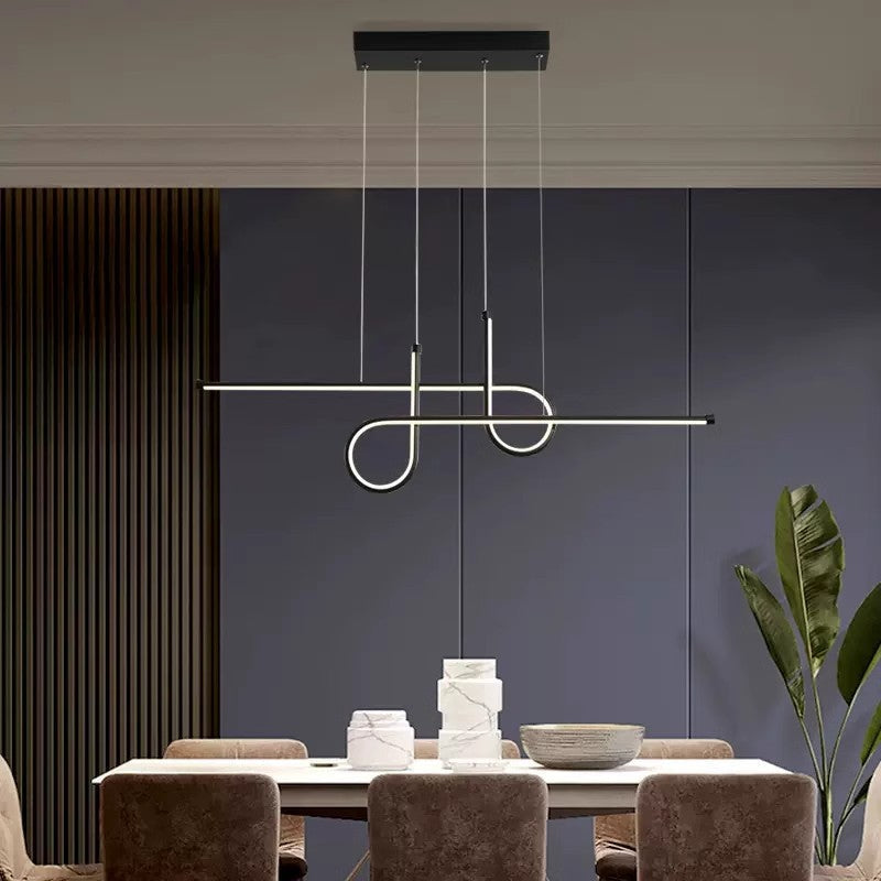 Contemporary Creative Aluminum Silica Line Geometrical LED Chandeliers Island Light For Dining Room