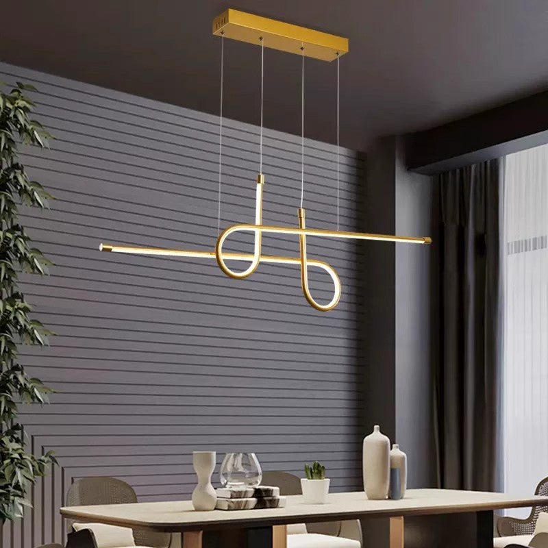 Contemporary Creative Aluminum Silica Line Geometrical LED Chandeliers Island Light For Dining Room
