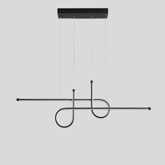 Contemporary Creative Aluminum Silica Line Geometrical LED Chandeliers Island Light For Dining Room