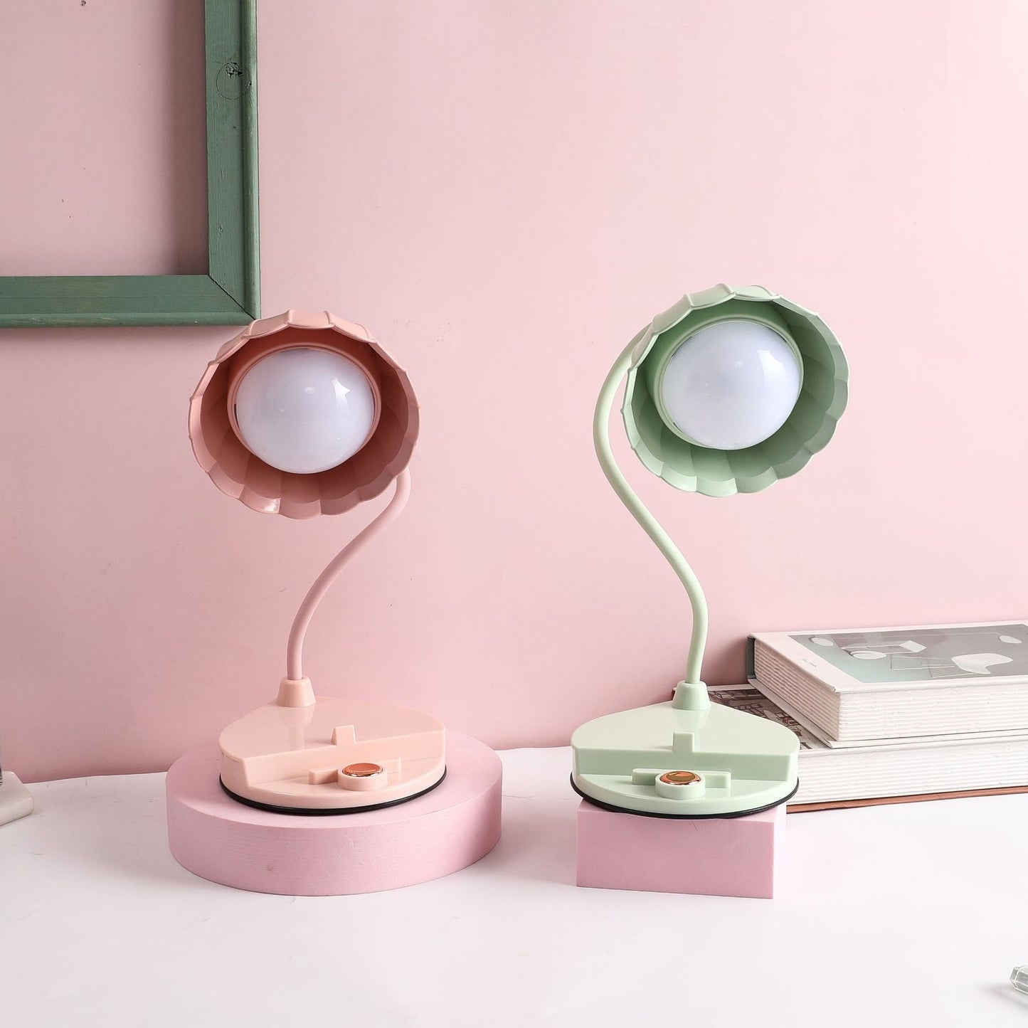 Contemporary Scandinavian ABS PP Rechargeable Touch Sensor Flower LED Table Lamp For Bedside