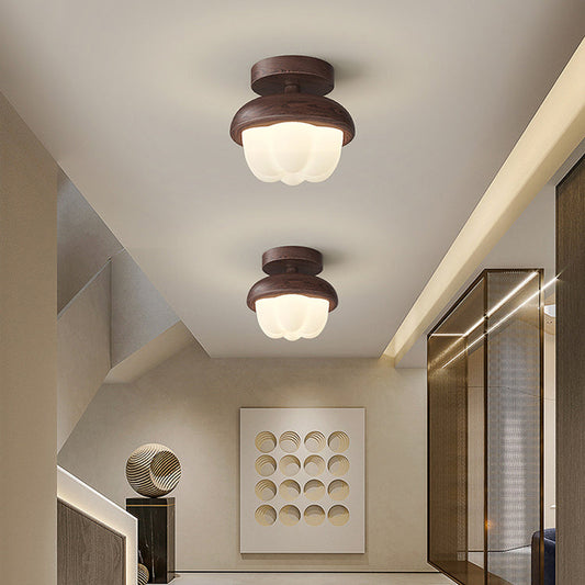 現代的なスカンジナビア風ラバーウッドPEフラワースターLEDセミフラッシュマウント天井照明(廊下用)