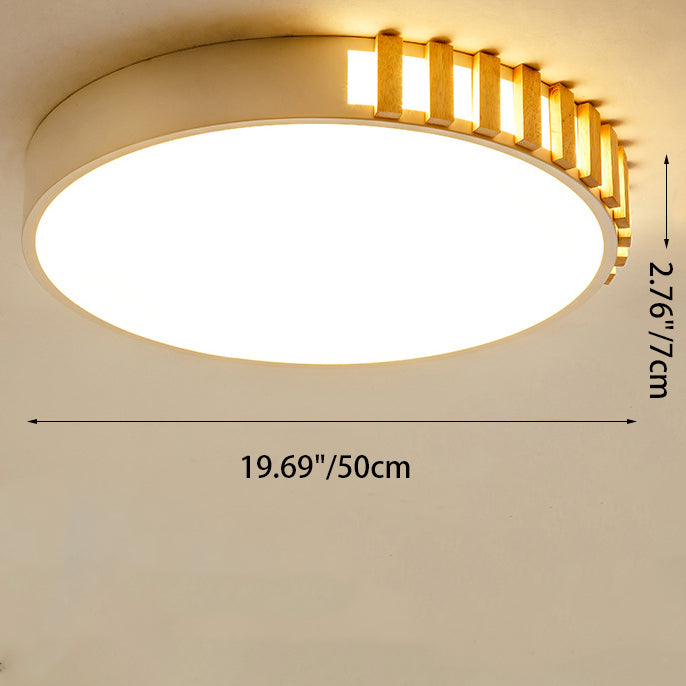 Traditional Japanese Metal Wood Acrylic Rectangular Square Round LED Flush Mount Ceiling Light For Bedroom