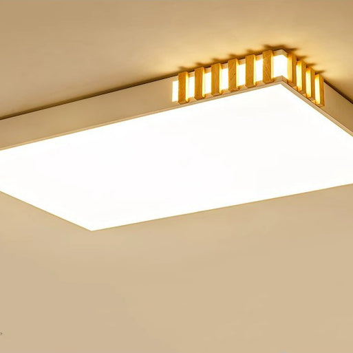 Traditional Japanese Metal Wood Acrylic Rectangular Square Round LED Flush Mount Ceiling Light For Bedroom