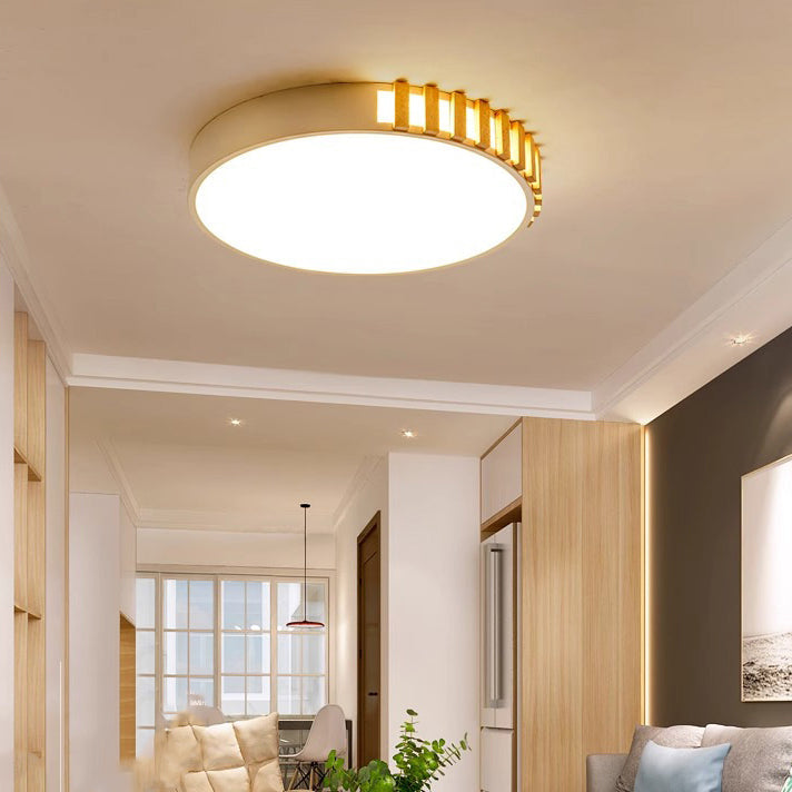 Traditional Japanese Metal Wood Acrylic Rectangular Square Round LED Flush Mount Ceiling Light For Bedroom