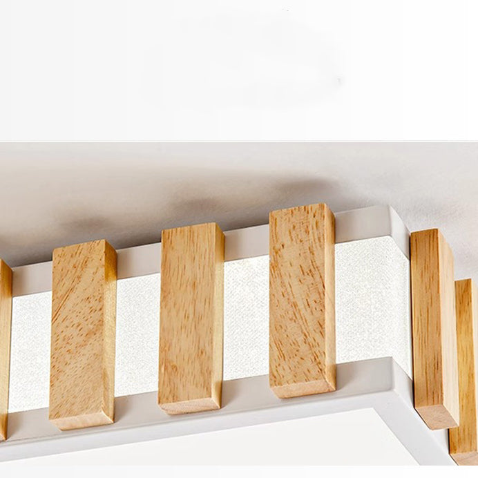 Traditional Japanese Metal Wood Acrylic Rectangular Square Round LED Flush Mount Ceiling Light For Bedroom