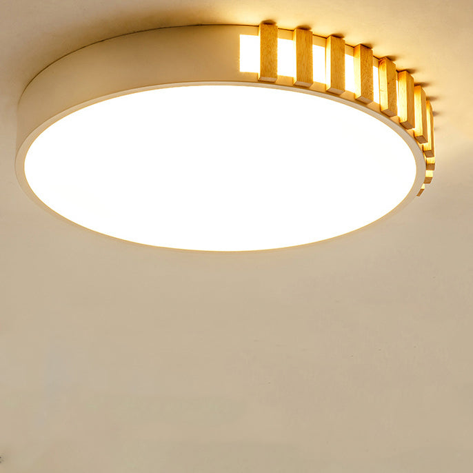 Traditional Japanese Metal Wood Acrylic Rectangular Square Round LED Flush Mount Ceiling Light For Bedroom