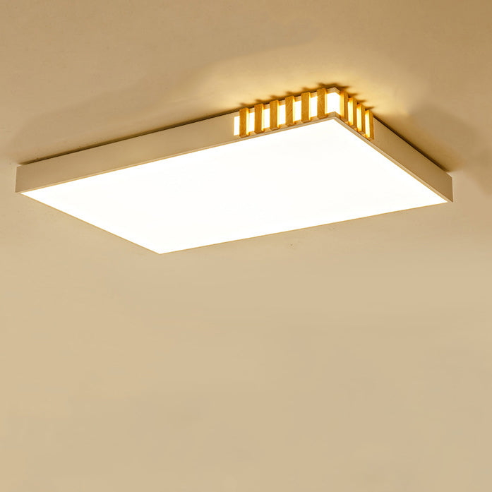Traditional Japanese Metal Wood Acrylic Rectangular Square Round LED Flush Mount Ceiling Light For Bedroom