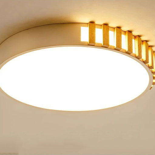 Traditional Japanese Metal Wood Acrylic Rectangular Square Round LED Flush Mount Ceiling Light For Bedroom