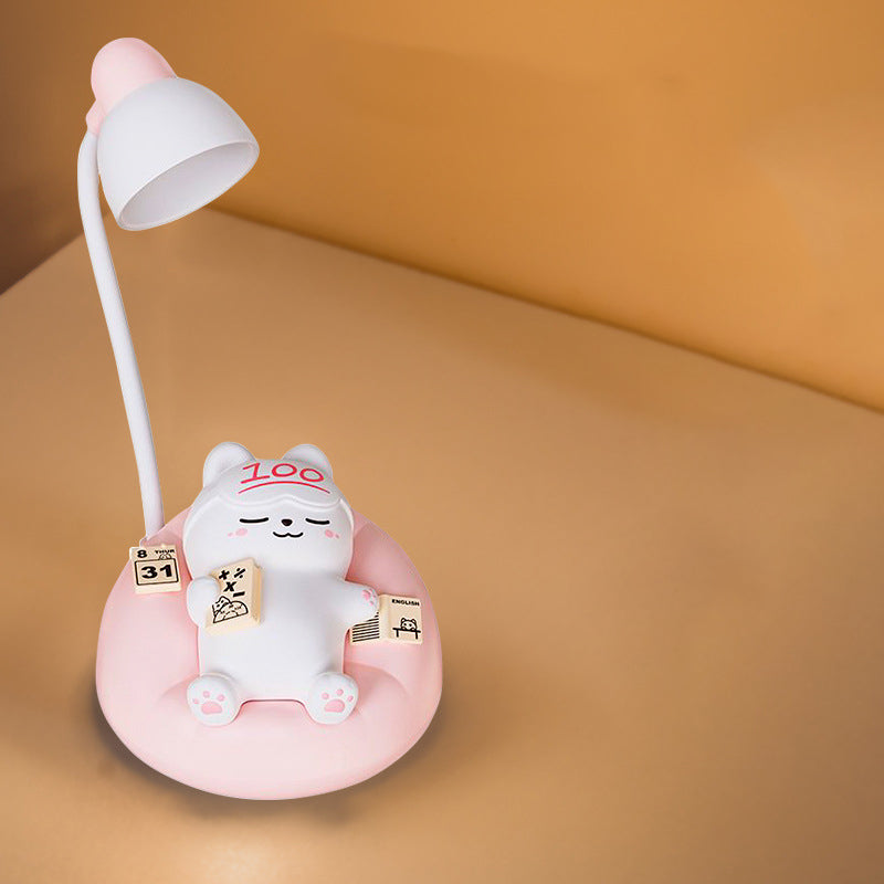 Contemporary Creative Rechargeable ABS PVC Sleeping Cat LED Table Lamp Night Light For Bedside