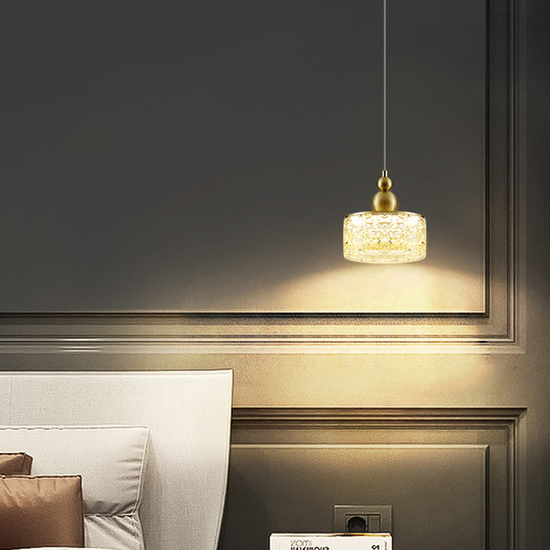 Contemporary Scandinavian Stainless Steel Resin Round Crackle LED Pendant Light For Bedside