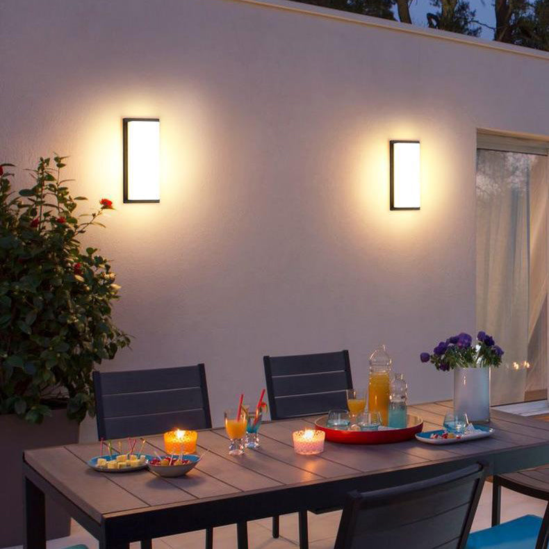 Modern Minimalist Waterproof Aluminum PC Rectangular LED Wall Sconce Lamp For Outdoor Patio