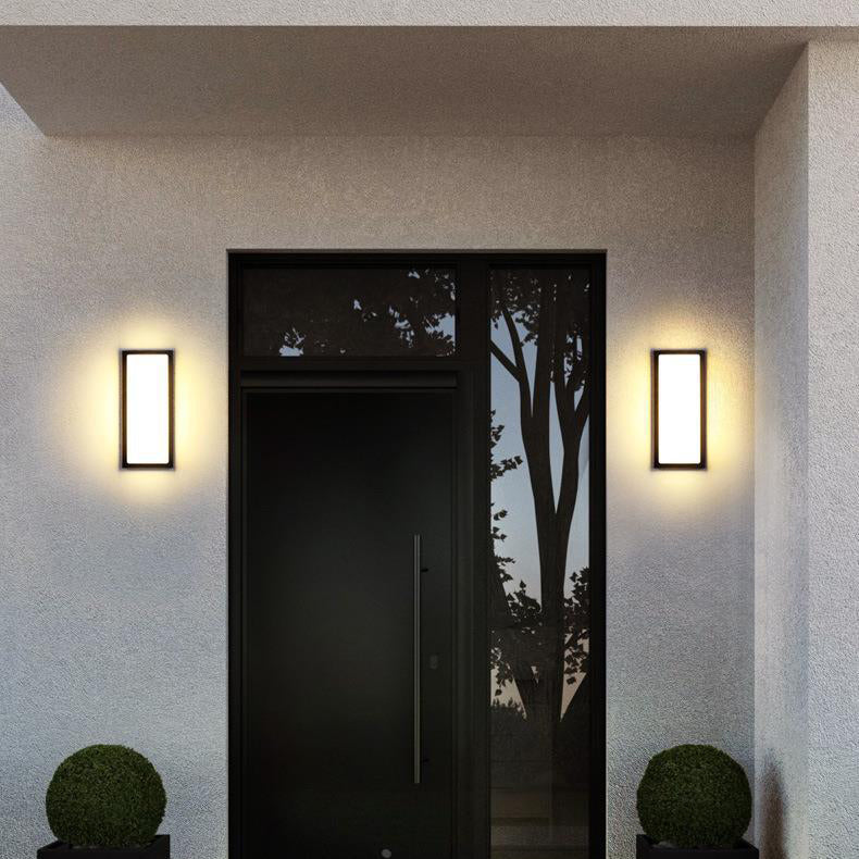 Modern Minimalist Waterproof Aluminum PC Rectangular LED Wall Sconce Lamp For Outdoor Patio