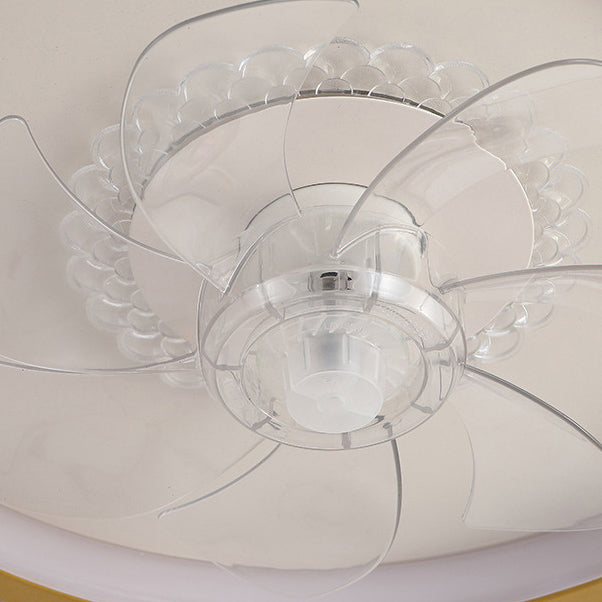 Modern Luxury Kids Round Crown Animal Acrylic ABS LED Flush Mount Ceiling Fan Light For Bedroom