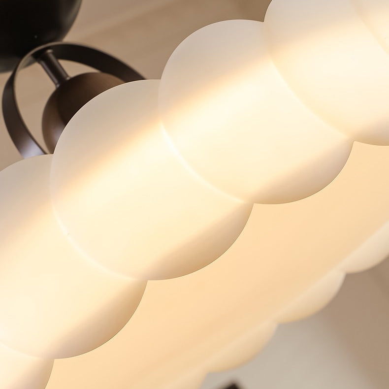 寝室用コンテンポラリーレトロラバーウッドアイアンアクリル透明ラウンドLEDセミフラッシュマウントシーリングライト