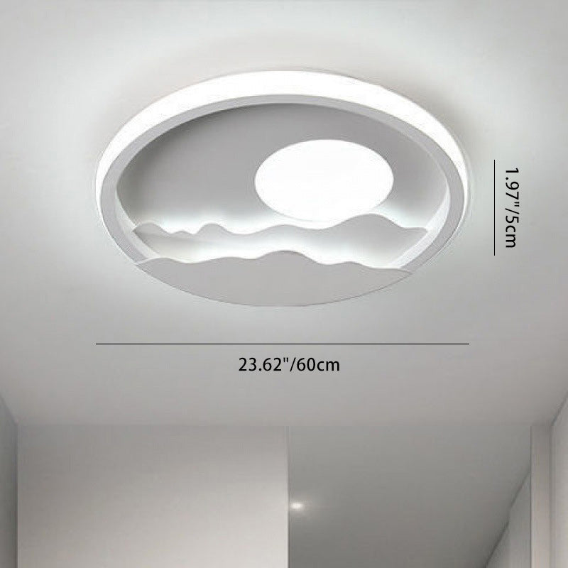 مصباح سقف LED دائري بتصميم متموج من الشمس مصنوع من الحديد والألومنيوم والسيليكا بتصميم معاصر إبداعي للممر