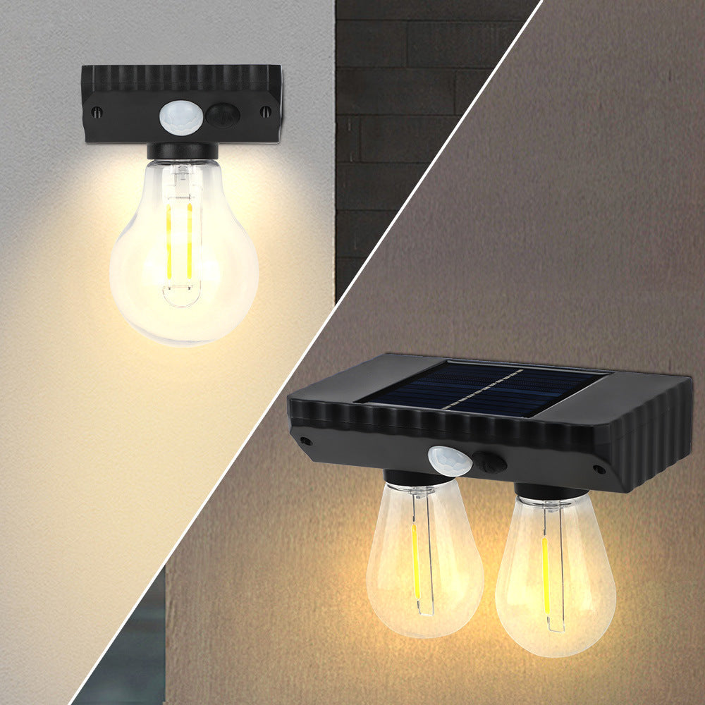 مصباح حائط LED يعمل بالطاقة الشمسية ومقاوم للماء من مادة ABS PET بتصميم عصري بسيط مع مستشعر بشري للحديقة