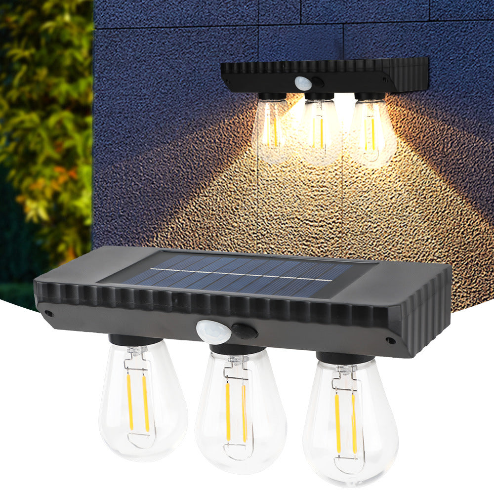 مصباح حائط LED يعمل بالطاقة الشمسية ومقاوم للماء من مادة ABS PET بتصميم عصري بسيط مع مستشعر بشري للحديقة