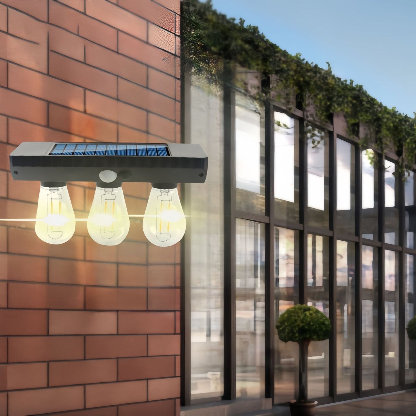 مصباح حائط LED يعمل بالطاقة الشمسية ومقاوم للماء من مادة ABS PET بتصميم عصري بسيط مع مستشعر بشري للحديقة
