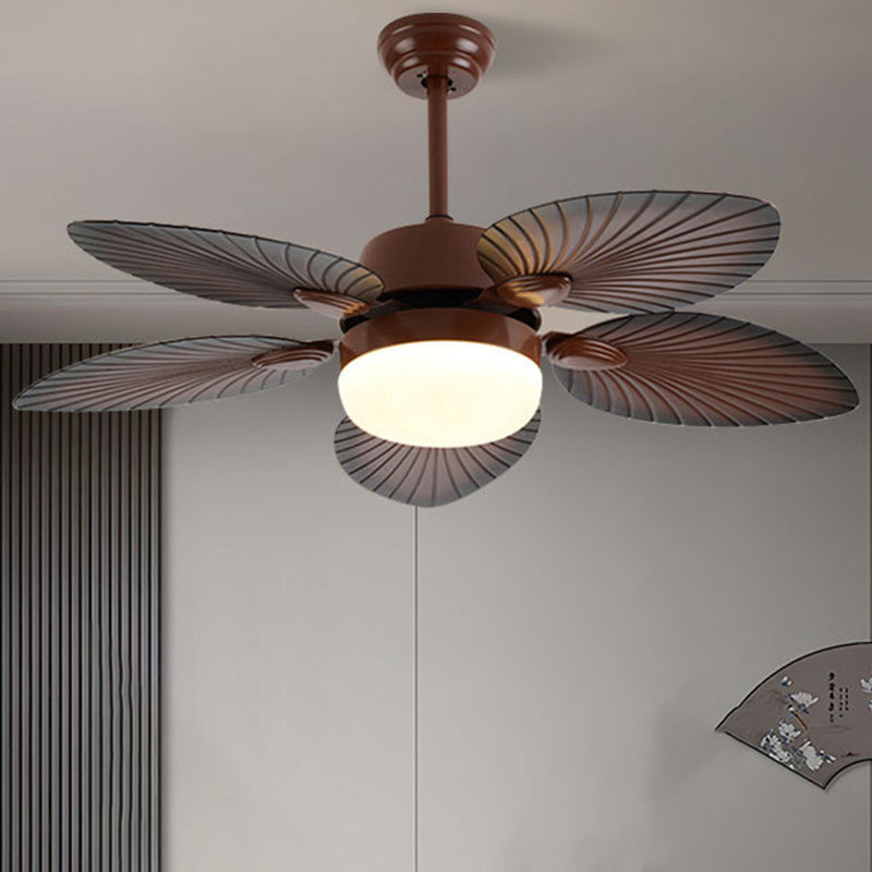 مروحة سقف LED دائرية من الأكريليك ABS بتصميم أوراق الموز بتصميم عتيق معاصر لغرفة المعيشة
