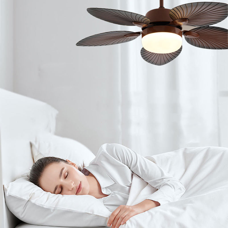 مروحة سقف LED دائرية من الأكريليك ABS بتصميم أوراق الموز بتصميم عتيق معاصر لغرفة المعيشة