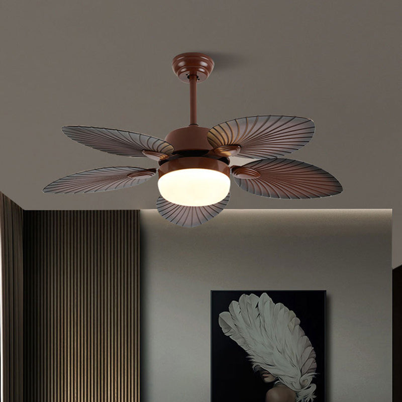 مروحة سقف LED دائرية من الأكريليك ABS بتصميم أوراق الموز بتصميم عتيق معاصر لغرفة المعيشة