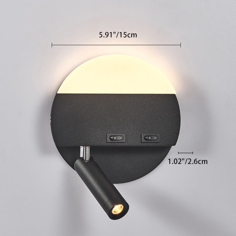 مصباح حائط LED دائري مربع الشكل مصنوع من الحديد والألومنيوم والأكريليك بتصميم بسيط وعصري لوضعه بجانب السرير