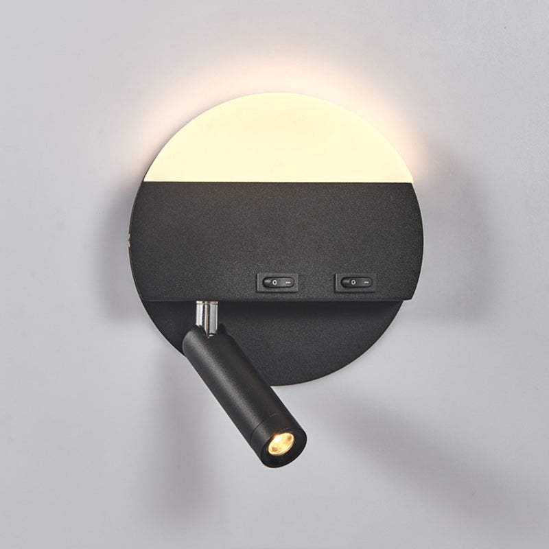 مصباح حائط LED دائري مربع الشكل مصنوع من الحديد والألومنيوم والأكريليك بتصميم بسيط وعصري لوضعه بجانب السرير