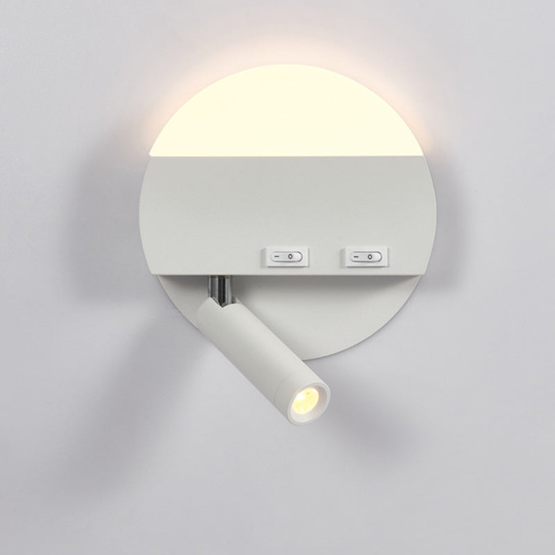 مصباح حائط LED دائري مربع الشكل مصنوع من الحديد والألومنيوم والأكريليك بتصميم بسيط وعصري لوضعه بجانب السرير