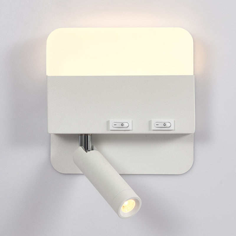 مصباح حائط LED دائري مربع الشكل مصنوع من الحديد والألومنيوم والأكريليك بتصميم بسيط وعصري لوضعه بجانب السرير