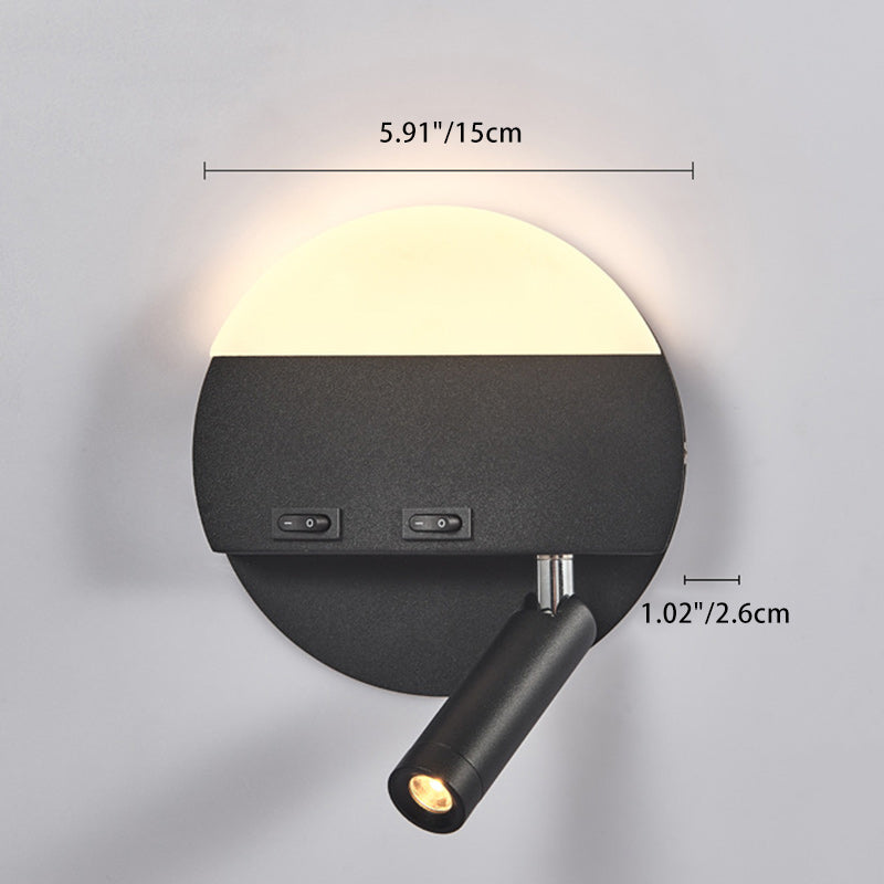 مصباح حائط LED دائري مربع الشكل مصنوع من الحديد والألومنيوم والأكريليك بتصميم بسيط وعصري لوضعه بجانب السرير
