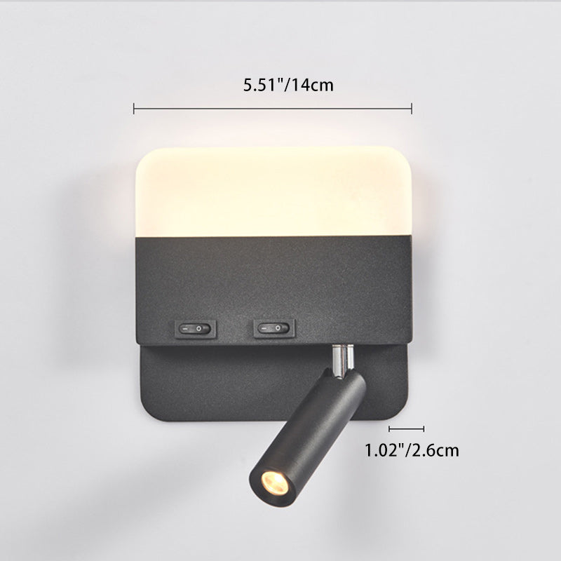 مصباح حائط LED دائري مربع الشكل مصنوع من الحديد والألومنيوم والأكريليك بتصميم بسيط وعصري لوضعه بجانب السرير