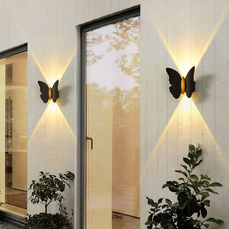 現代的でクリエイティブな防水バタフライアルミLEDウォールスコンスランプ(屋外パティオ用)
