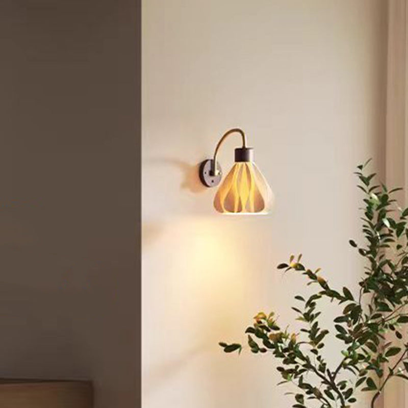 Traditional French Petal Skirt Iron Wood PLA 1-Light Wall Sconce Lamp For Bedside
