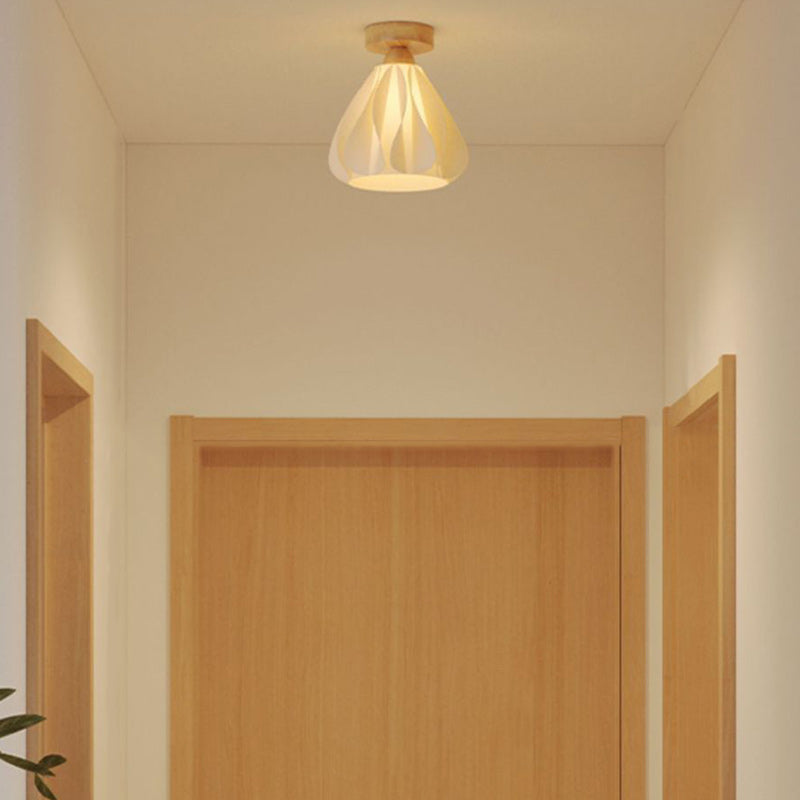 現代的な北欧風の花びらスカート木製PLA 1灯セミフラッシュマウント天井照明(廊下用)