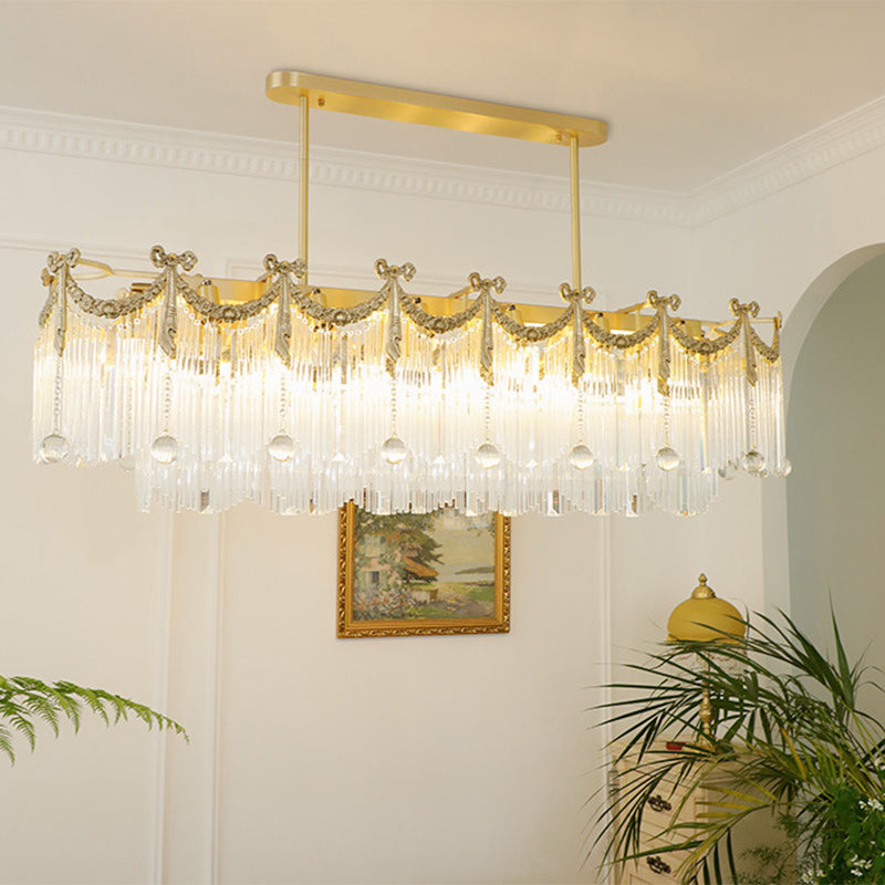 Traditional French Brass Glass Bow Tie Tassel 11/14/20 Light Chandeliers Island Light For Dining Room