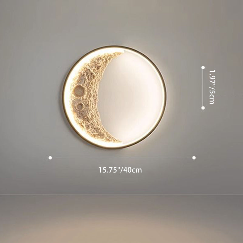 مصباح حائط LED بتصميم دائري على شكل قمر من الراتنج بتصميم آرت ديكو عصري للممر
