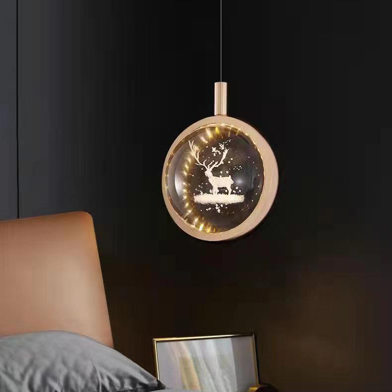 مصباح LED دائري فاخر من الألومنيوم الكريستالي على شكل قنديل البحر على شكل غزال معلق بجانب السرير