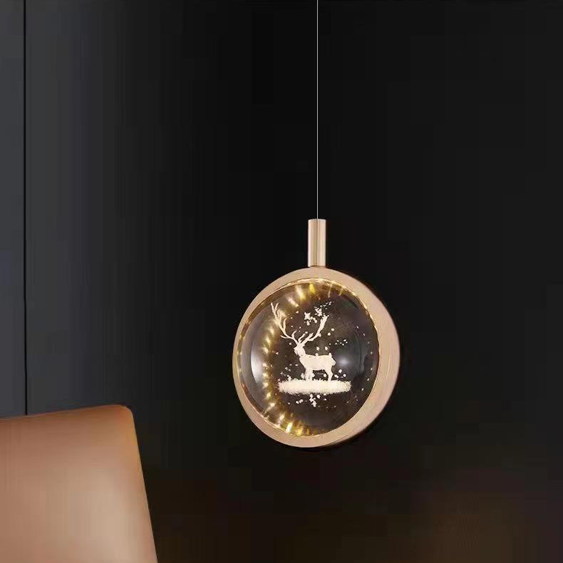 مصباح LED دائري فاخر من الألومنيوم الكريستالي على شكل قنديل البحر على شكل غزال معلق بجانب السرير