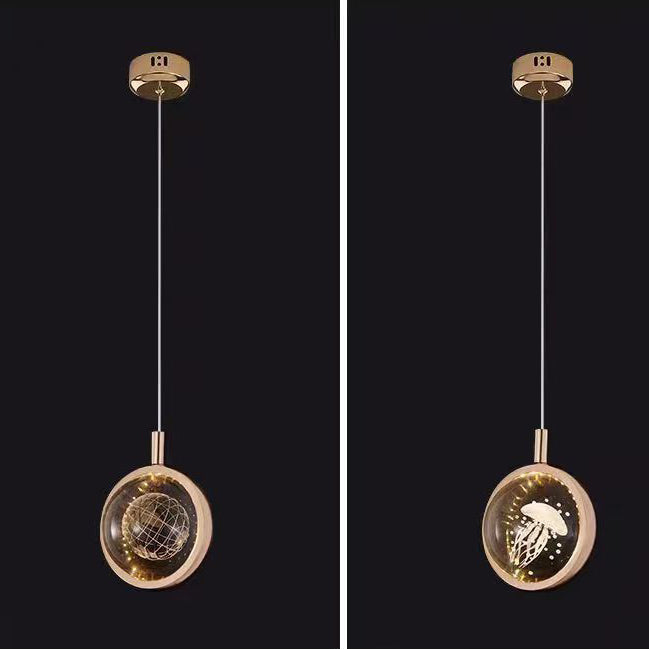 مصباح LED دائري فاخر من الألومنيوم الكريستالي على شكل قنديل البحر على شكل غزال معلق بجانب السرير