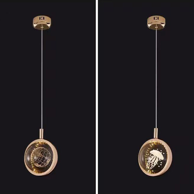 مصباح LED دائري فاخر من الألومنيوم الكريستالي على شكل قنديل البحر على شكل غزال معلق بجانب السرير
