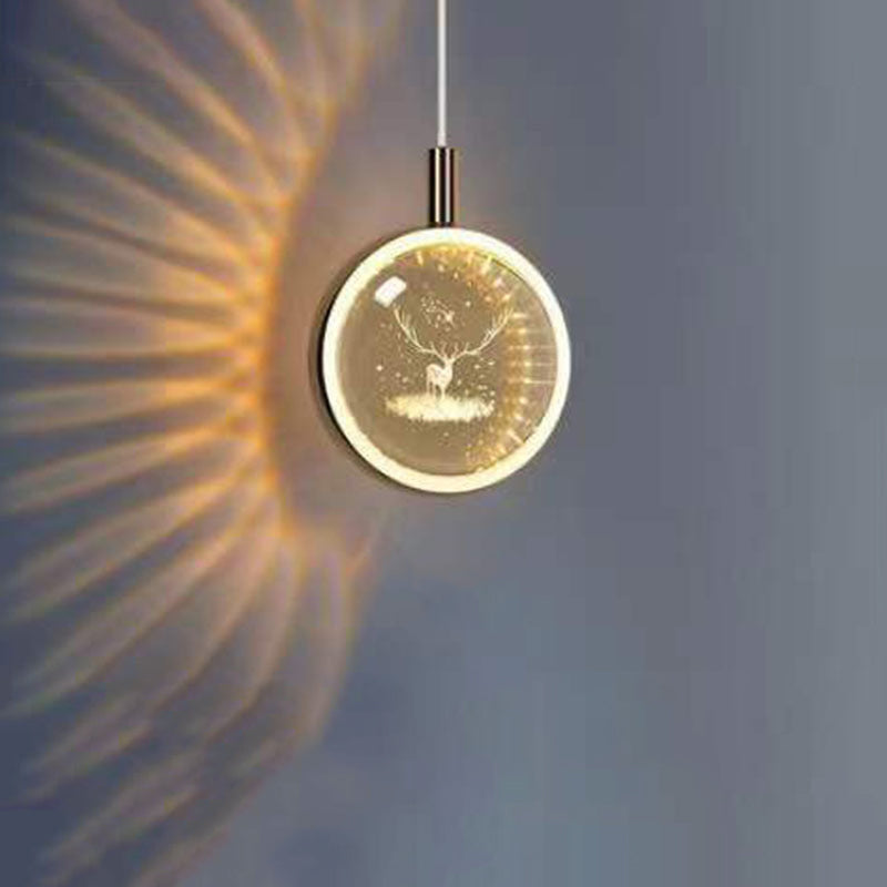 مصباح LED دائري فاخر من الألومنيوم الكريستالي على شكل قنديل البحر على شكل غزال معلق بجانب السرير