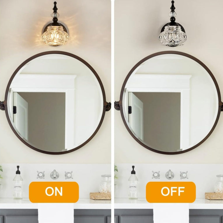 Contemporary Retro Iron Glass Round Petal 1/2/3/4 Light Wall Sconce Lamp Vanity Light For Bathroom