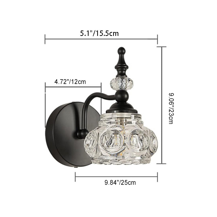 Contemporary Retro Iron Glass Round Petal 1/2/3/4 Light Wall Sconce Lamp Vanity Light For Bathroom