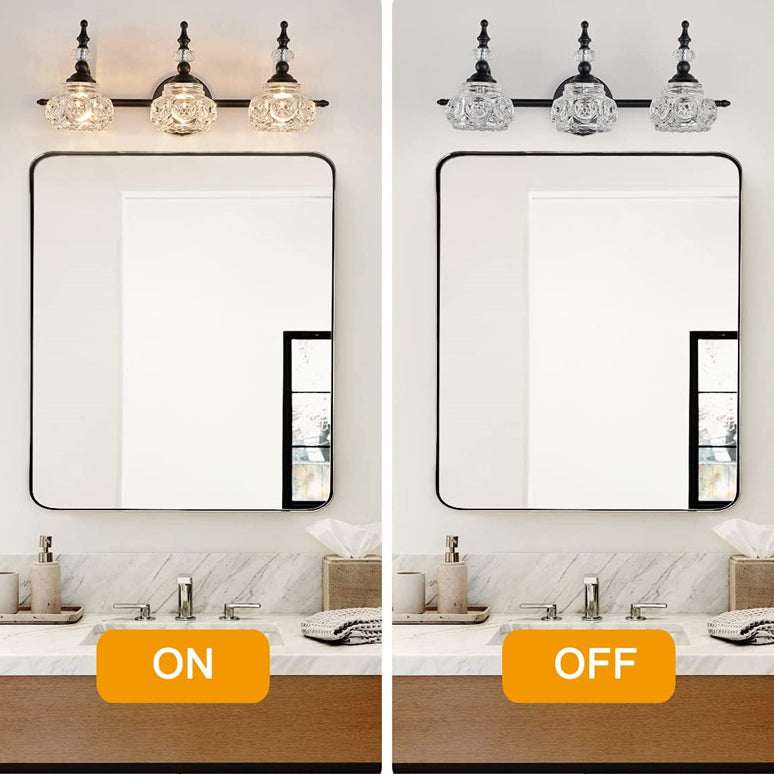 Contemporary Retro Iron Glass Round Petal 1/2/3/4 Light Wall Sconce Lamp Vanity Light For Bathroom
