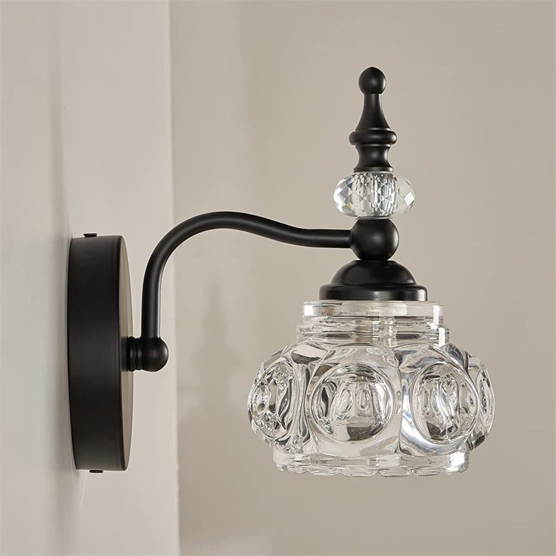 Contemporary Retro Iron Glass Round Petal 1/2/3/4 Light Wall Sconce Lamp Vanity Light For Bathroom